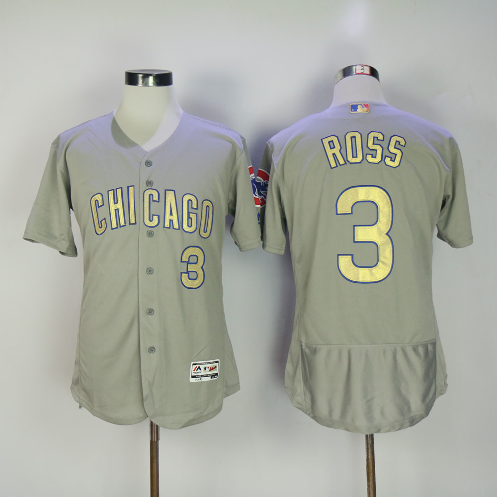 Men Chicago Cubs #3 Ross Grey Champion MLB Jerseys->chicago cubs->MLB Jersey